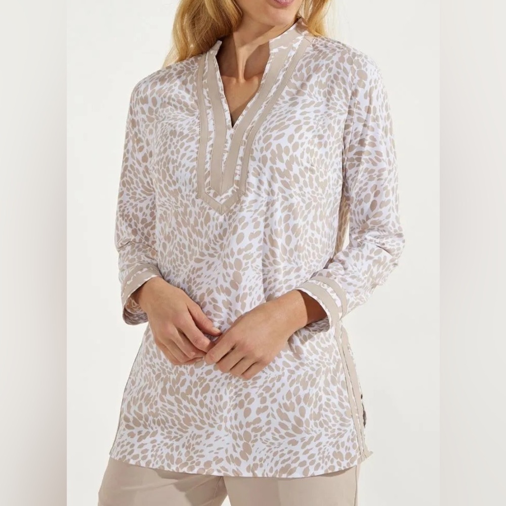 NWT. Coolibar. Women's Sampika Tunic Top. Warm taupe. UPF 50+